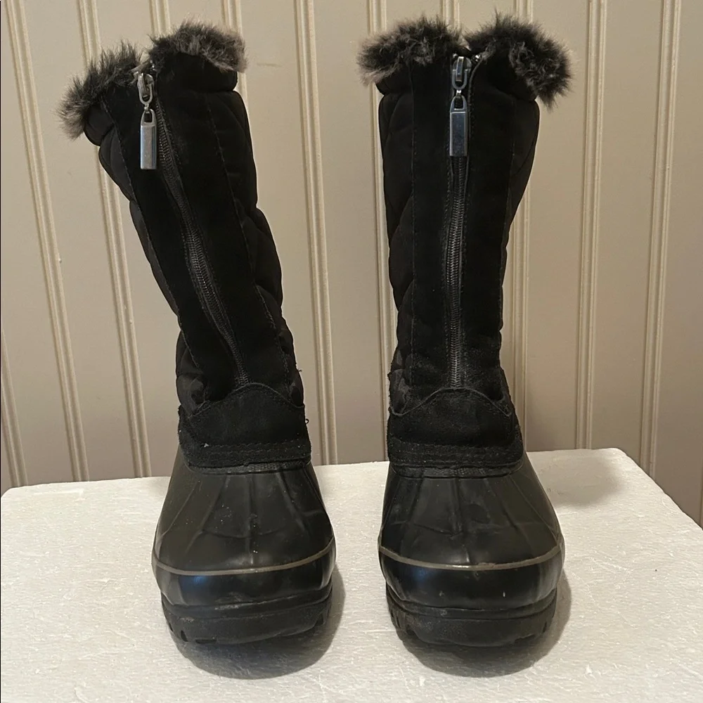 KHOMBU Comm faux fur lined ZipUp quilted suede trim rubber Winter Snow Boots 7